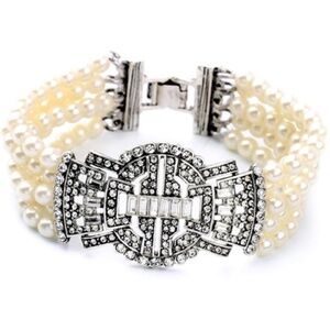 Silvertone Pearl Multi-strand Vintage Bracelet